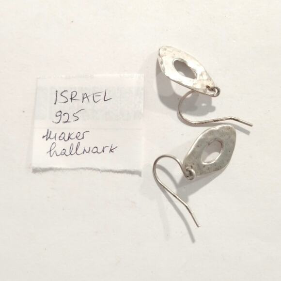 Israel 925 Sterling Silver Brutalist Dangle Drop Earrings Hook Signed Lot - Picture 8 of 9